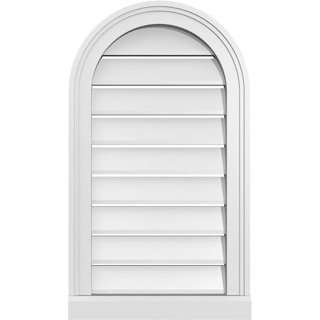 Round Top Surface Mount PVC Gable Vent: Functional, W/ 2W X 2P Brickmould Sill Frame, 16W X 28H